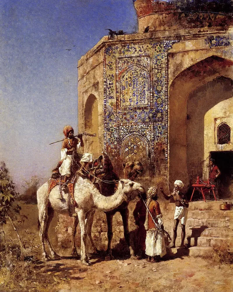 Den gamla moskén med blåa takpannor utanför Delhi - Edwin Lord Weeks