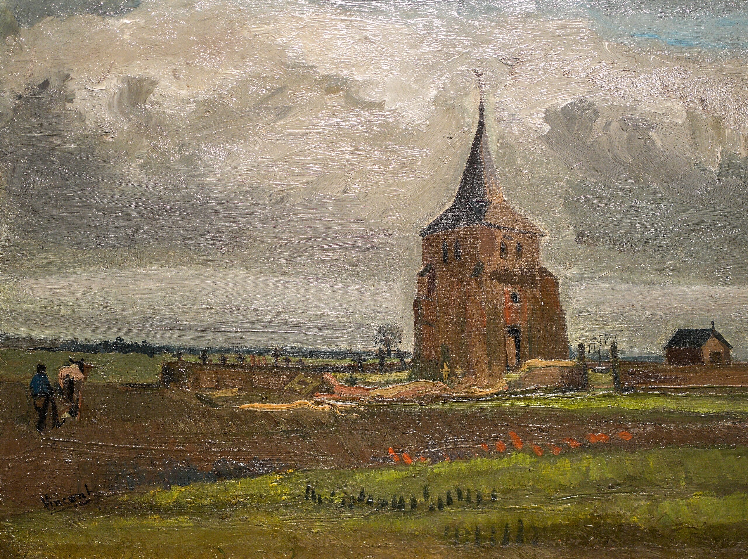 Reproduction du tableau « La vieille tour de Nuenen - Vincent van Gogh » par Alpha Reproduction en peinture à l’huile