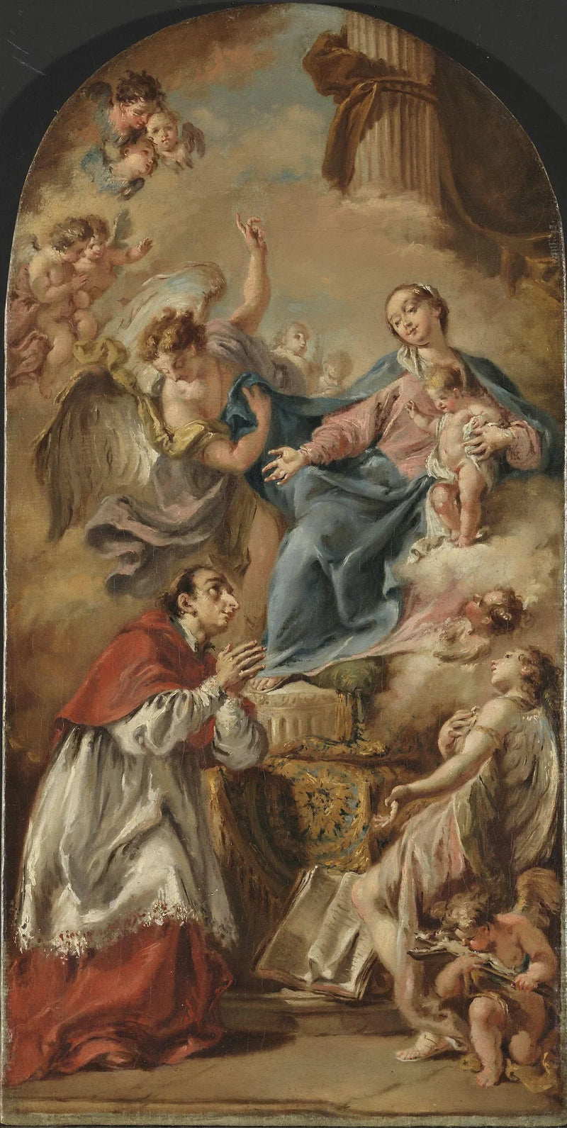 Madonna med barnet dyrkad av helige Karl Borromäus - Giovanni Battista Pittoni