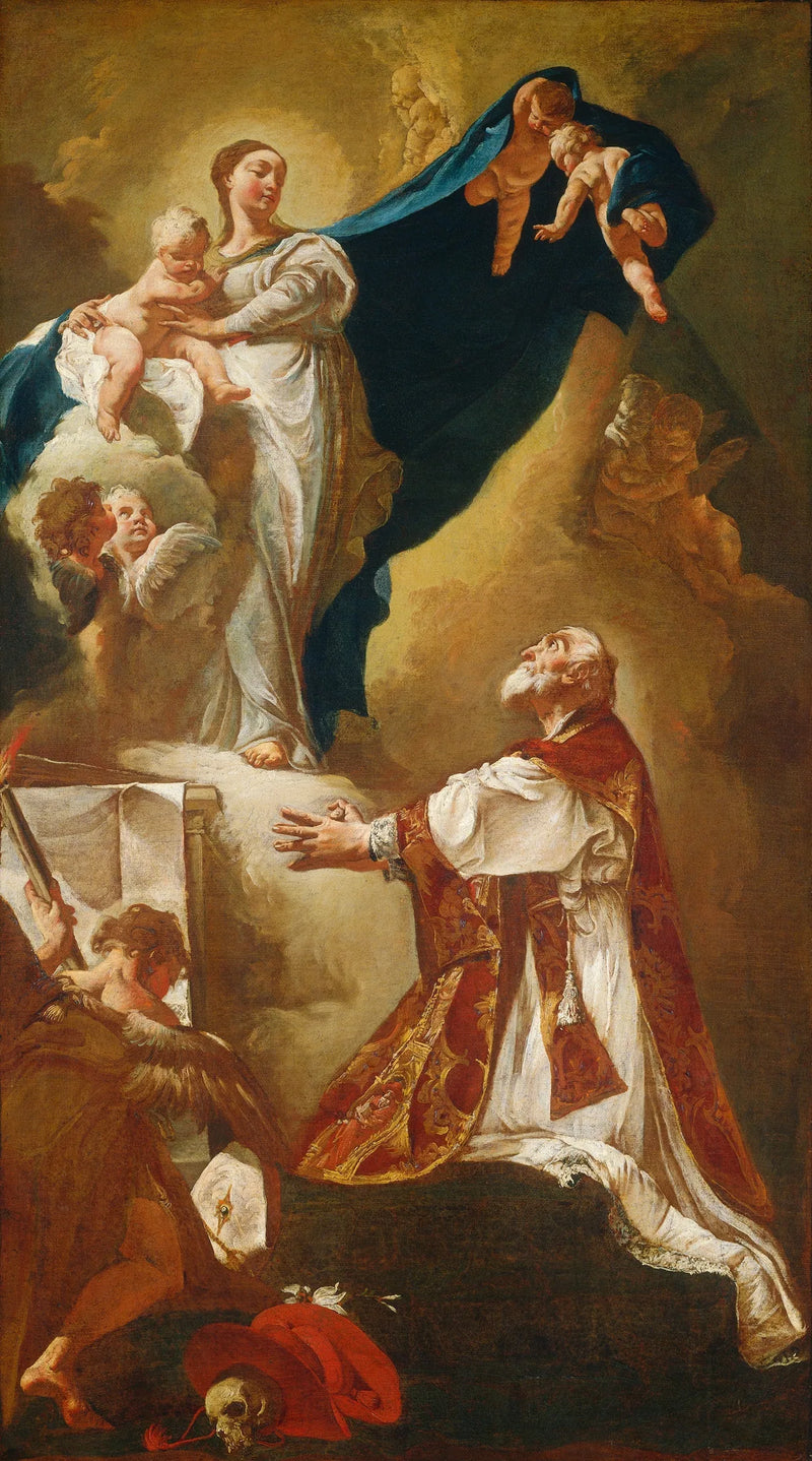 Madonna med barnet som uppenbarar sig för helige Filip Neri - Giovanni Battista Piazzetta