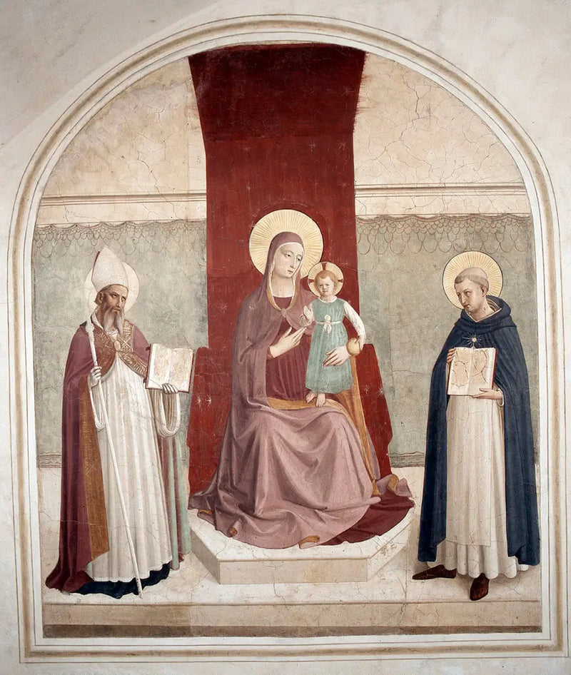 Jungfrun med barnet med Augustin och Thomas - Fra Angelico