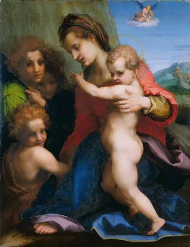 Madonna med barnet och Johannes Döparen - Andrea del Sarto