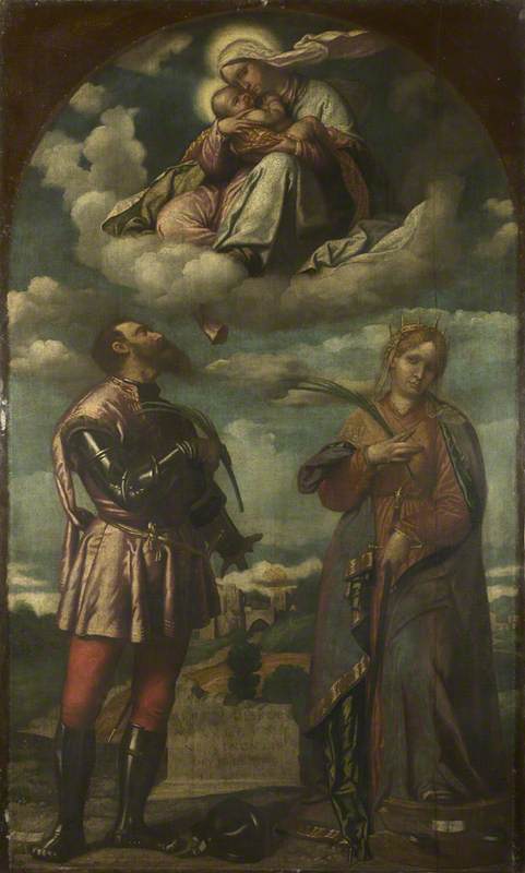 Madonna med barnet och helgon - Alessandro Bonvicino