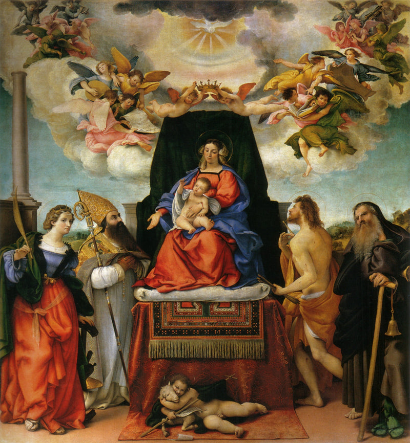 Madonna med barnet och helgon - Lorenzo Lotto