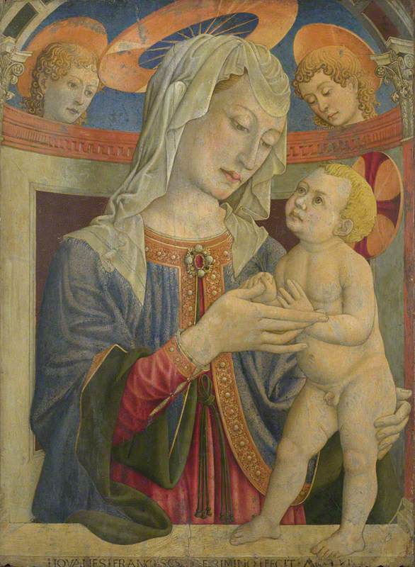 Madonna med barnet och två änglar - Giovanni Francesco da Rimini