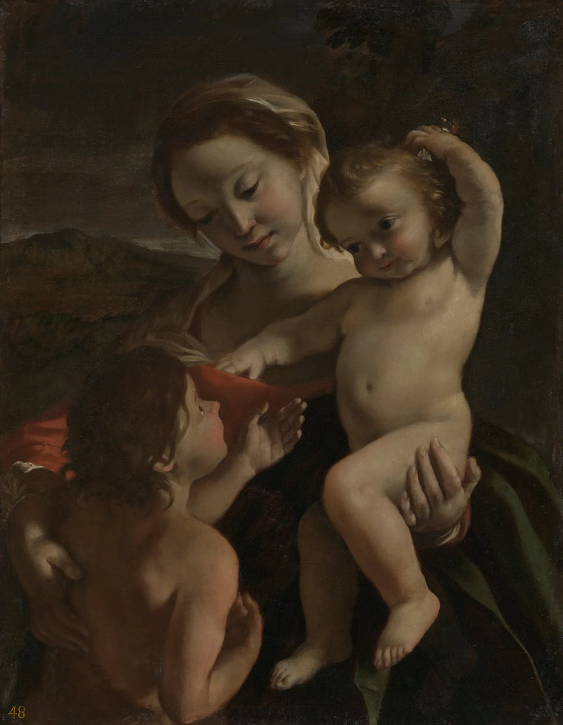Madonna med barnet och den unge helige Johannes Döparen - Giovanni Lanfranco