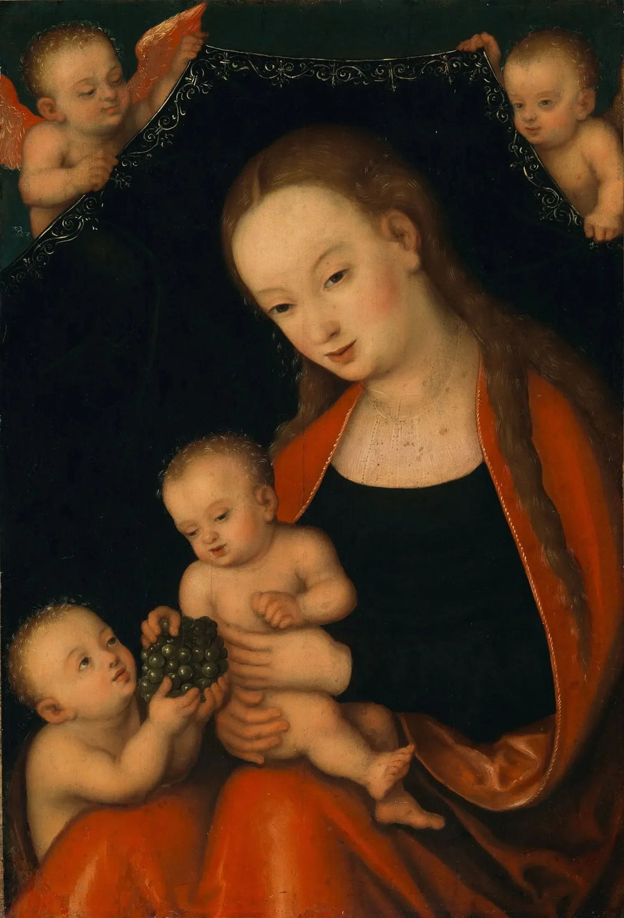 Madonna med barnet och små Johannes Döparen samt änglar - Lucas Cranach den äldre