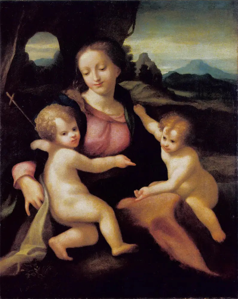 Madonna med barnet och den lille helige Johannes - Antonio da Correggio