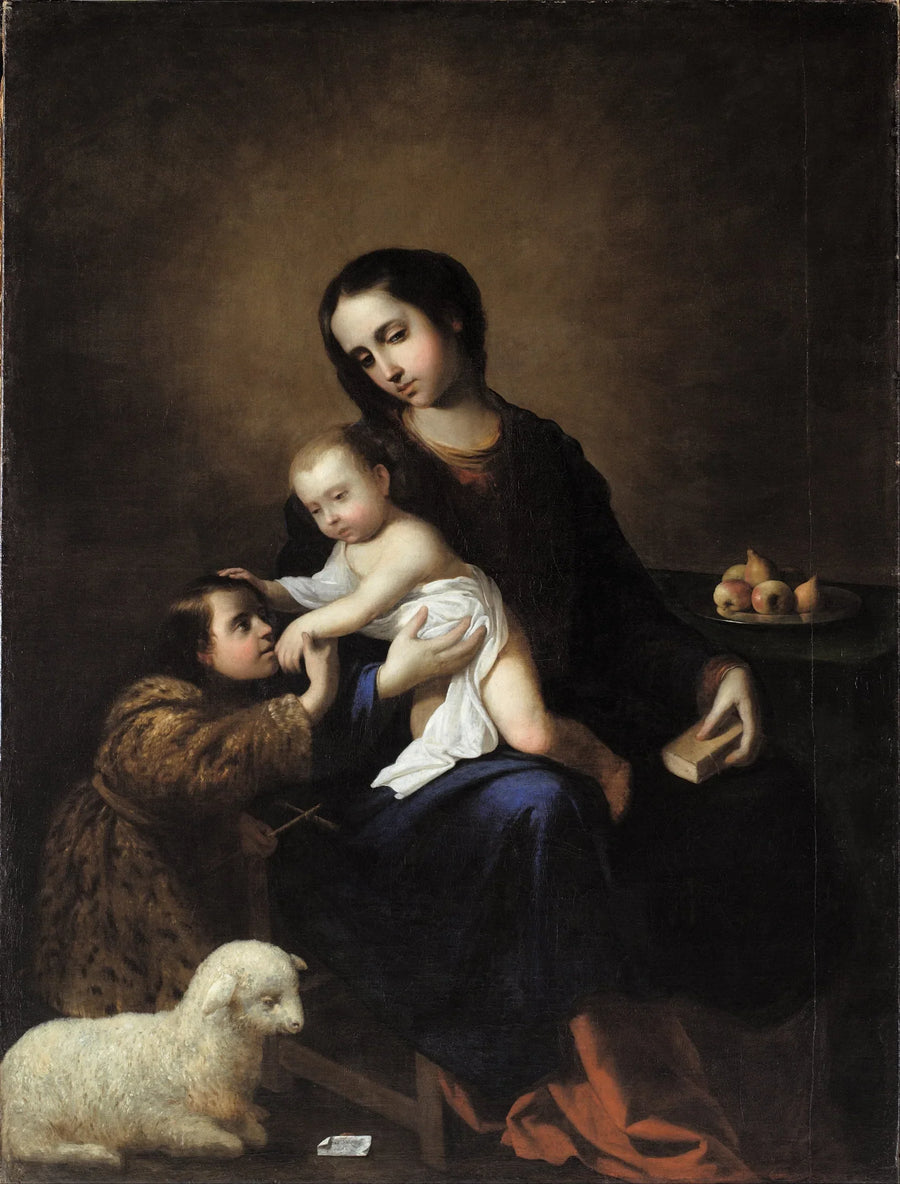 Madonna med barnet och den lille helige Johannes Döparen - Francisco de Zurbarán