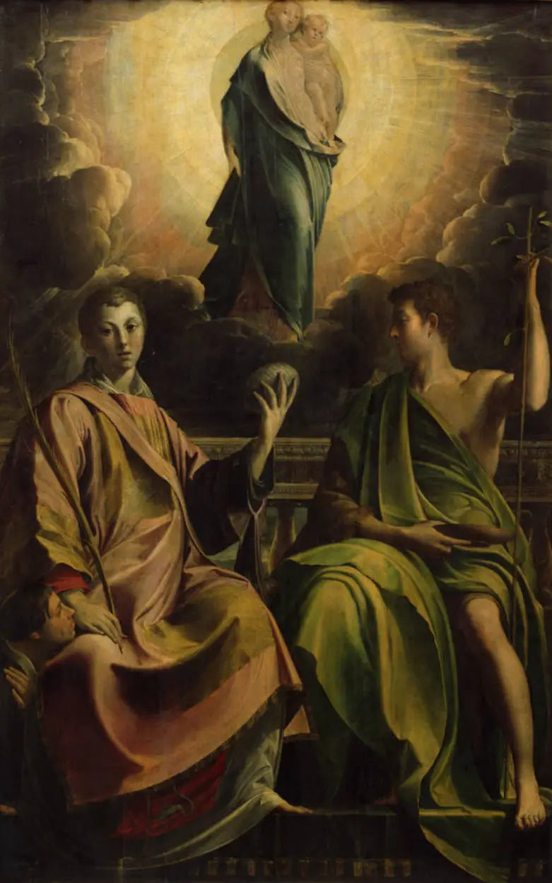 Madonna med barnet och helgonen Stefan och Johannes Döparen - Parmigianino