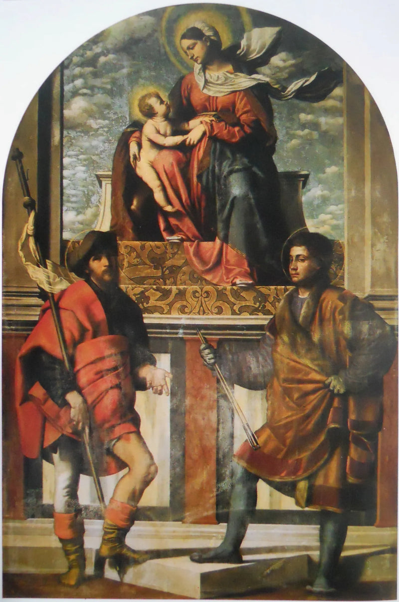 Madonna med barnet och helgonen Roch och Sebastians - Alessandro Bonvicino