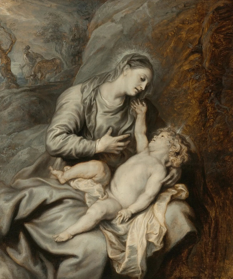Madonna med barnet med vila under flykten till Egypten - Antoine van Dyck