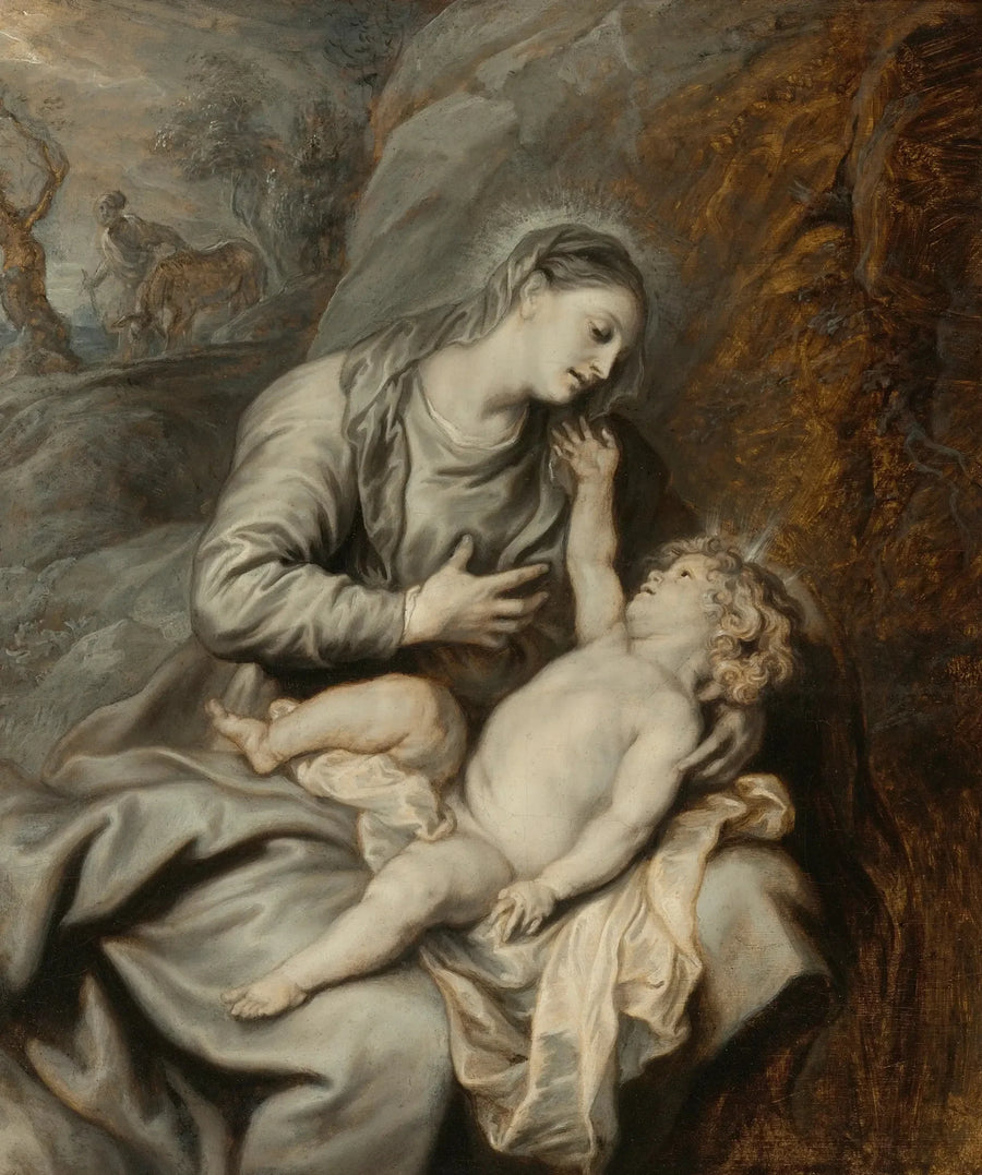 Madonna med barnet med vila under flykten till Egypten - Antoine van Dyck