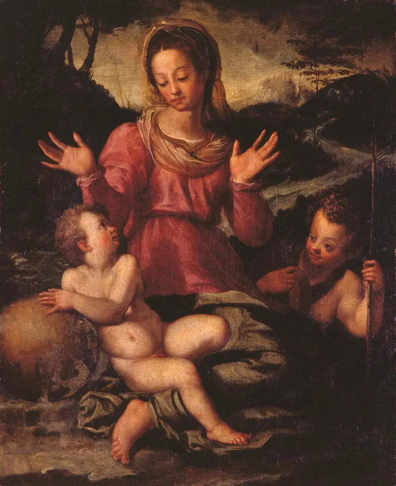 Madonna med barnet och helige Johannes Döparen - Andrea del Sarto