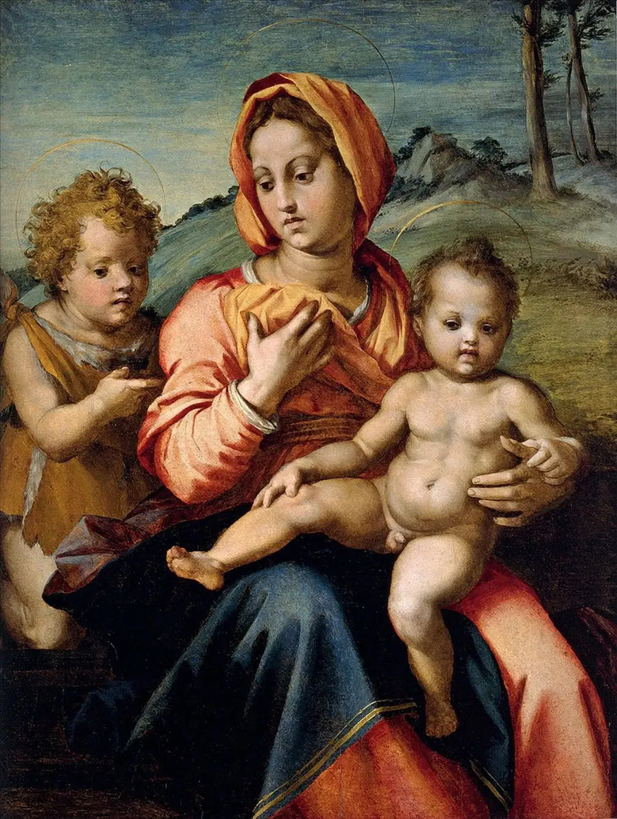 Madonna med barnet och helige Johannes Döparen som barn - Andrea del Sarto