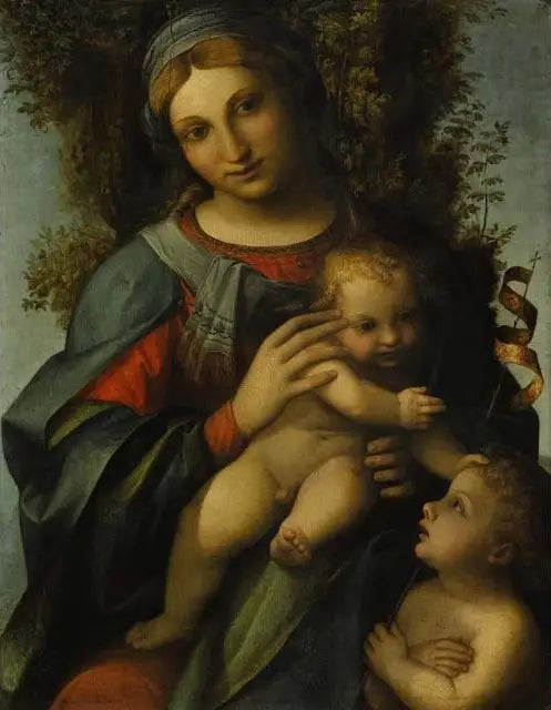 Madonna med barnet och helige Johannes Döparen som barn - Antonio da Correggio