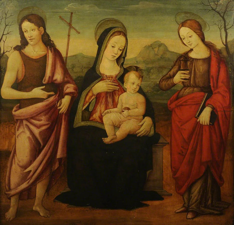 Madonna med barn med helgon Johannes Döparen och heliga Maria Magdalena - Francesco Francia