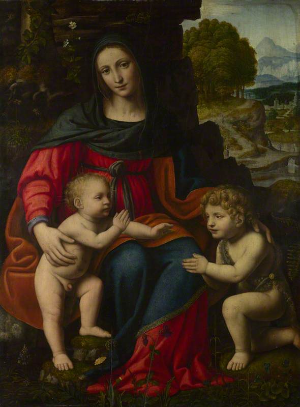 Madonna med barnet och helige Johannes - Bernardino Luini