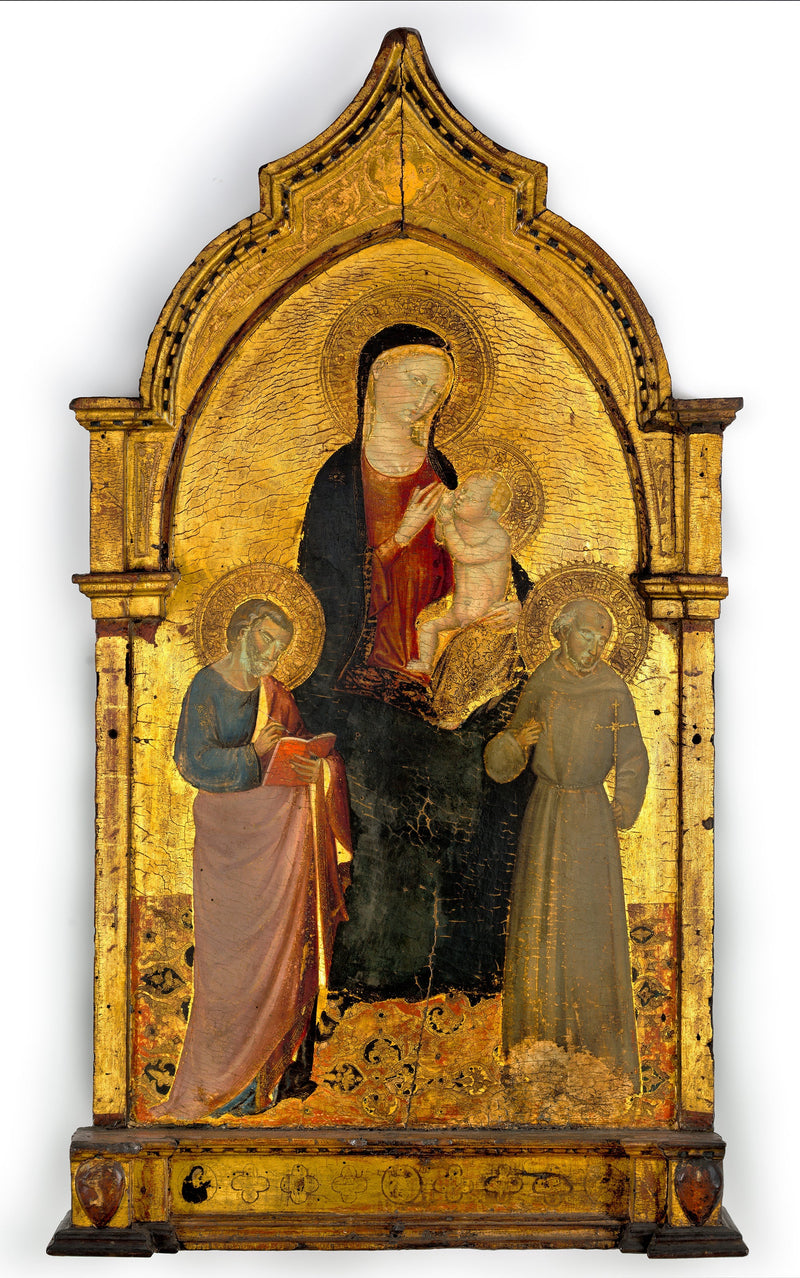 Madonna med barnet med helgonet Matteus och helgonet Franciskus - Bicci di Lorenzo