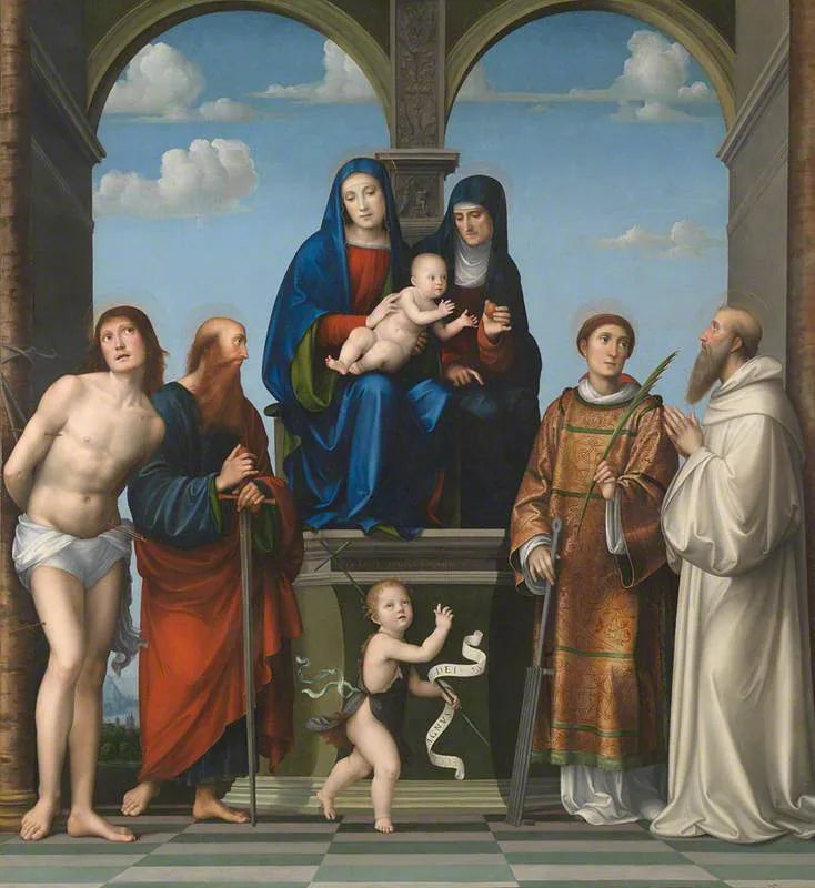 Madonna med barn med heliga Anna och andra helgon - Francesco Francia