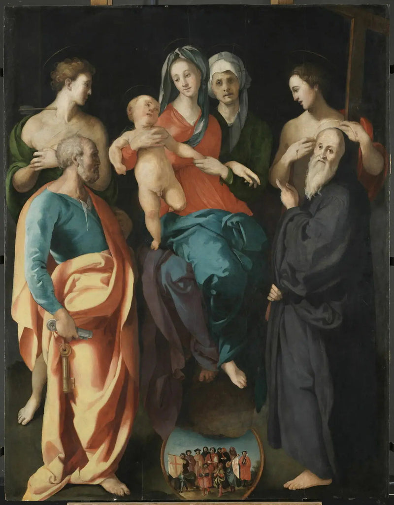 Madonna med barn med heliga Anna och fyra helgon - Pontormo