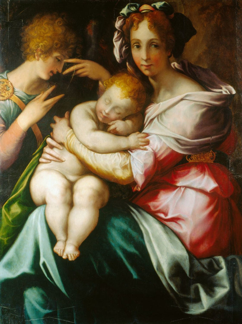 Madonna med barnet och en ängel - Francesco Salviati