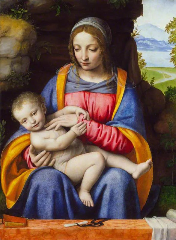 Madonna med barnet i landskap - Bernardino Luini