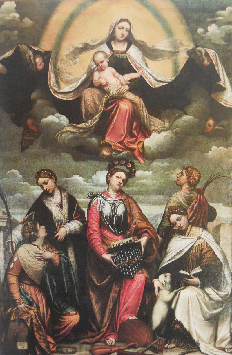 Madonna med barnet i gloria med helgon - Alessandro Bonvicino