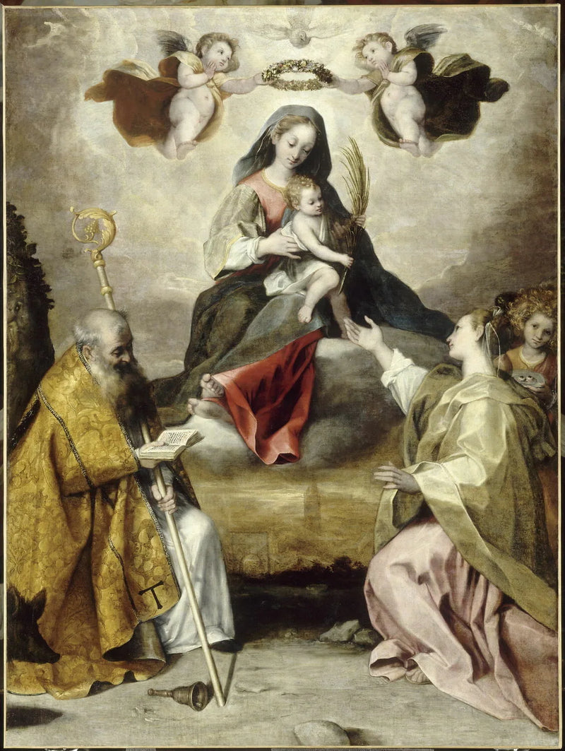 Madonna med barnet i gloria med helige Antonius abbot och heliga Lucia - Federico Barroci