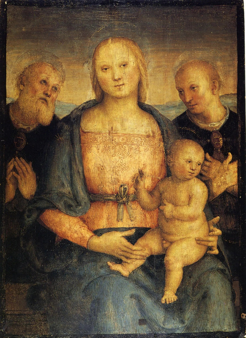 Madonna med barnet mellan helgonen Herculan och Constant - Pietro Perugino