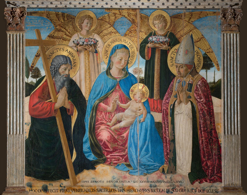 Madonna med barnet mellan helgon André och helgon Prosper - Benozzo Gozzoli