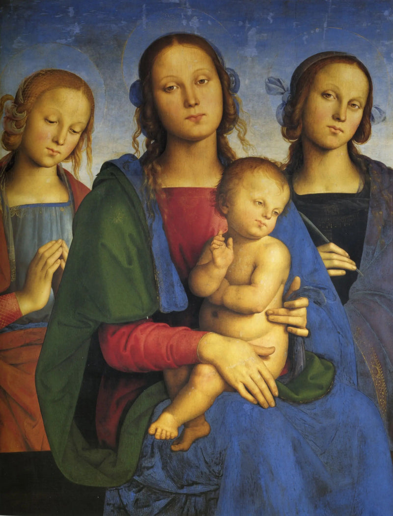 Madonna med barnet mellan heliga Katarina av Alexandria och en helig - Pietro Perugino