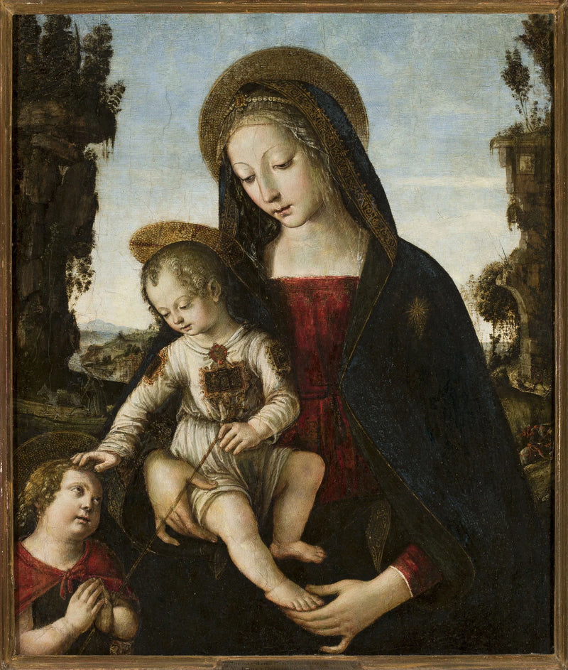 Madonna med barnet och helige Johannes - Pinturicchio