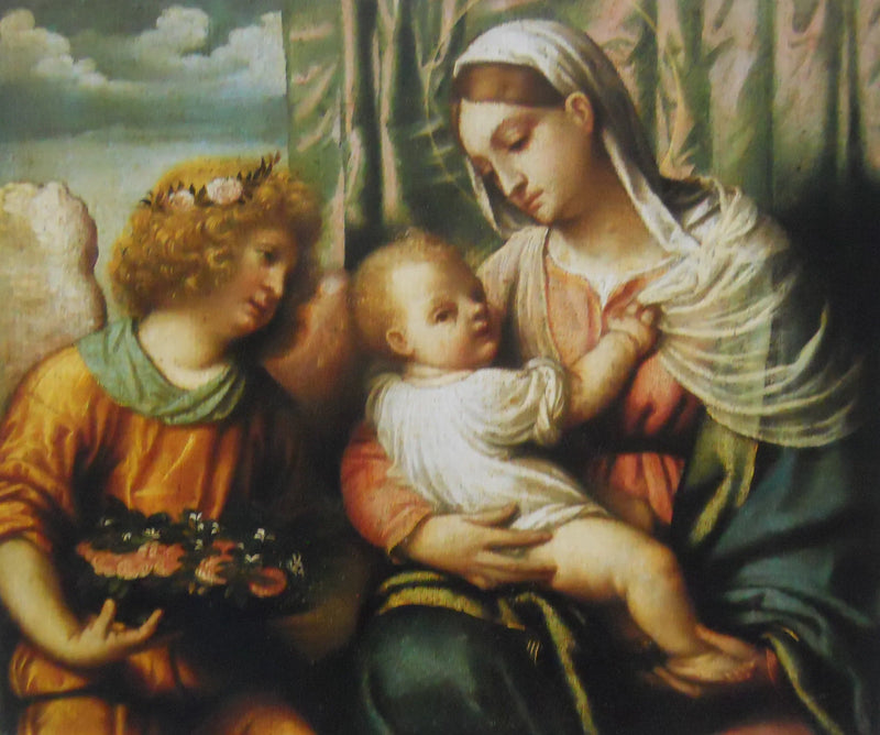 Madonna med barnet och en ängel - Alessandro Bonvicino