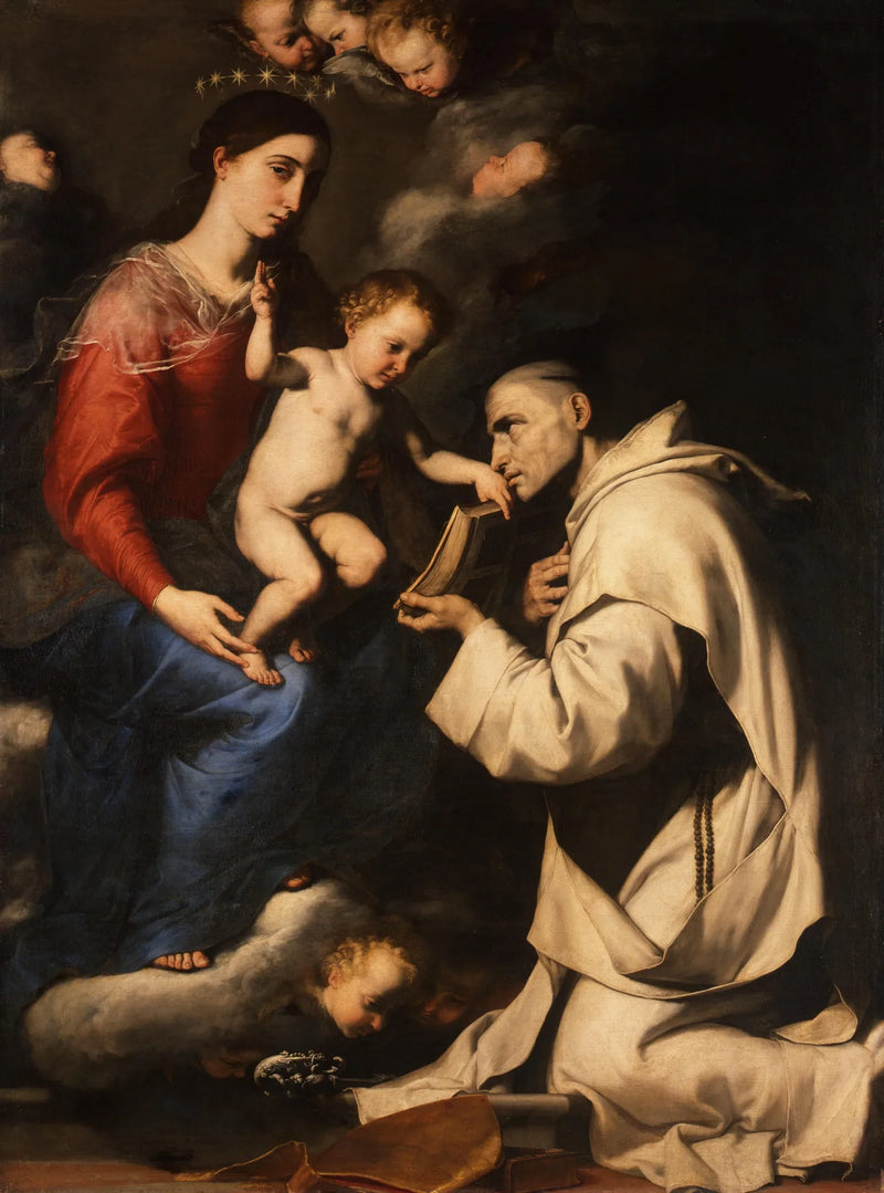 Madonna med barn Jesus och Saint Bruno - Jusepe de Ribera