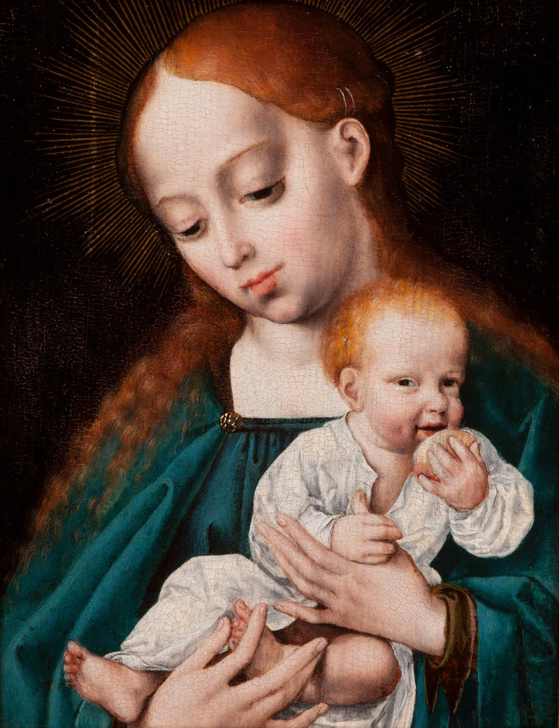 Madonna med barnet som äter ett äpple - Joos van Cleve