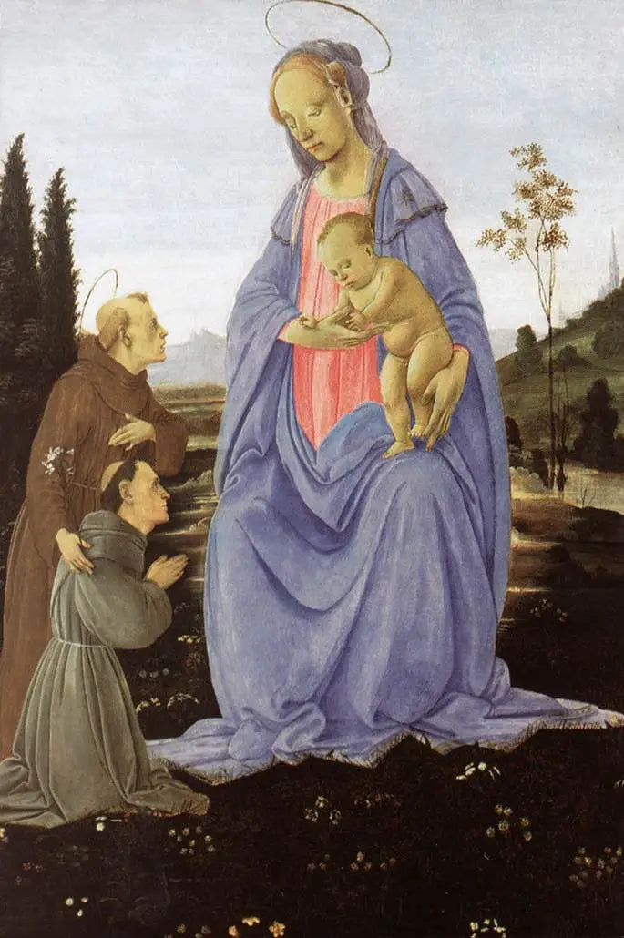 Madonna med barnet, helige Antonius av Padua och en bror - Filippino Lippi