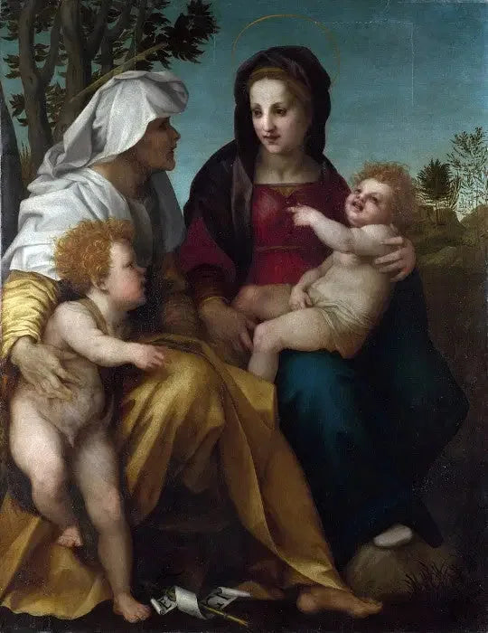 Madonna med barnet, heliga Elisabeth och helige Johannes Döparen - Andrea del Sarto