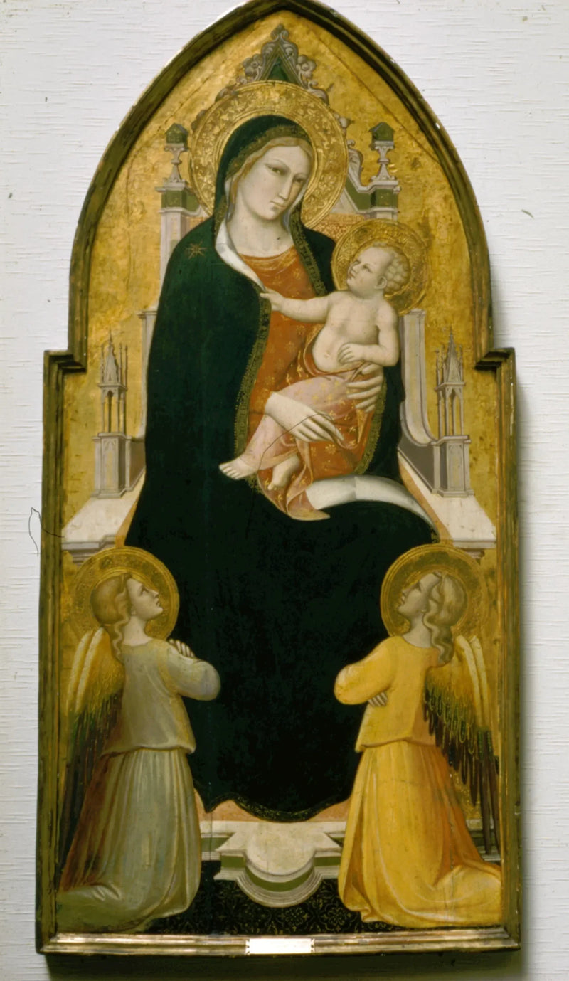 Madonna med barnet sittande på tron med änglar - Spinello Aretino