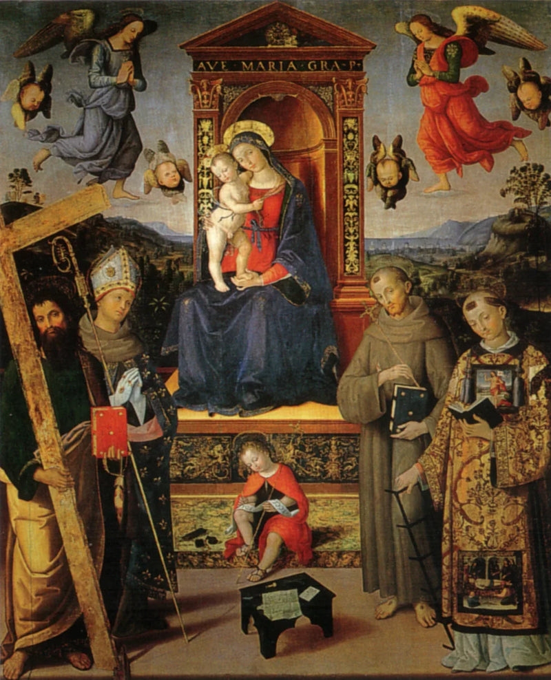 Madonna med barn på tron med helgon - Pinturicchio