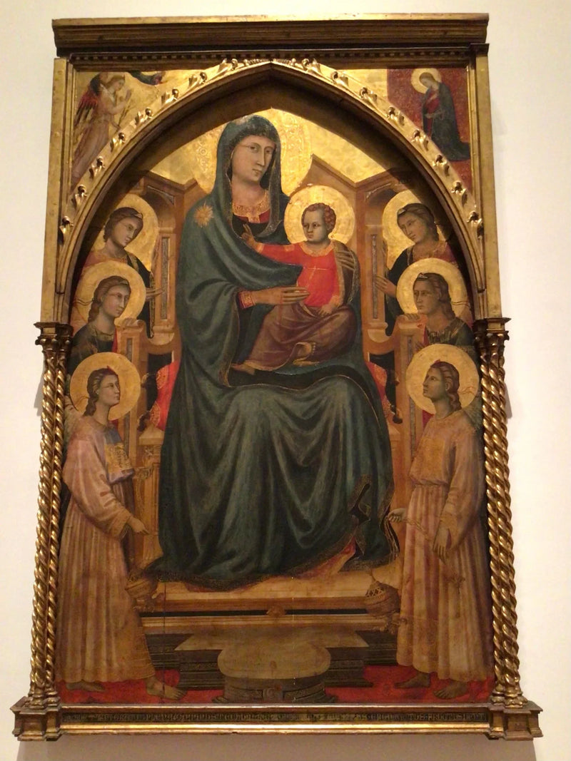 Madonna med barnet sittande med sex änglar (« Maestà ») - Master of Saint Cecilia