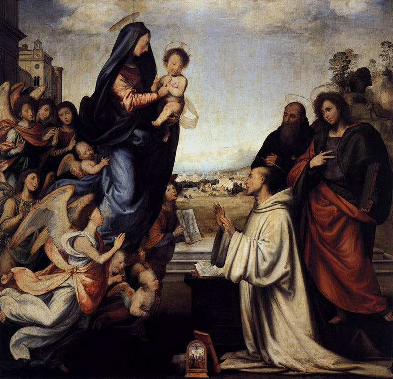 Madonnan uppenbarar sig för Saint-Bernard, - Fra Bartolomeo