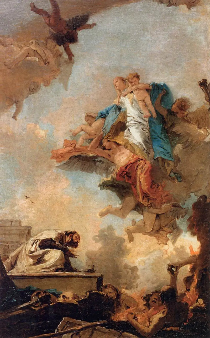 Madonna av Carmel som uppenbarar sig för Saint Simon Stock - Giovanni Battista Tiepolo