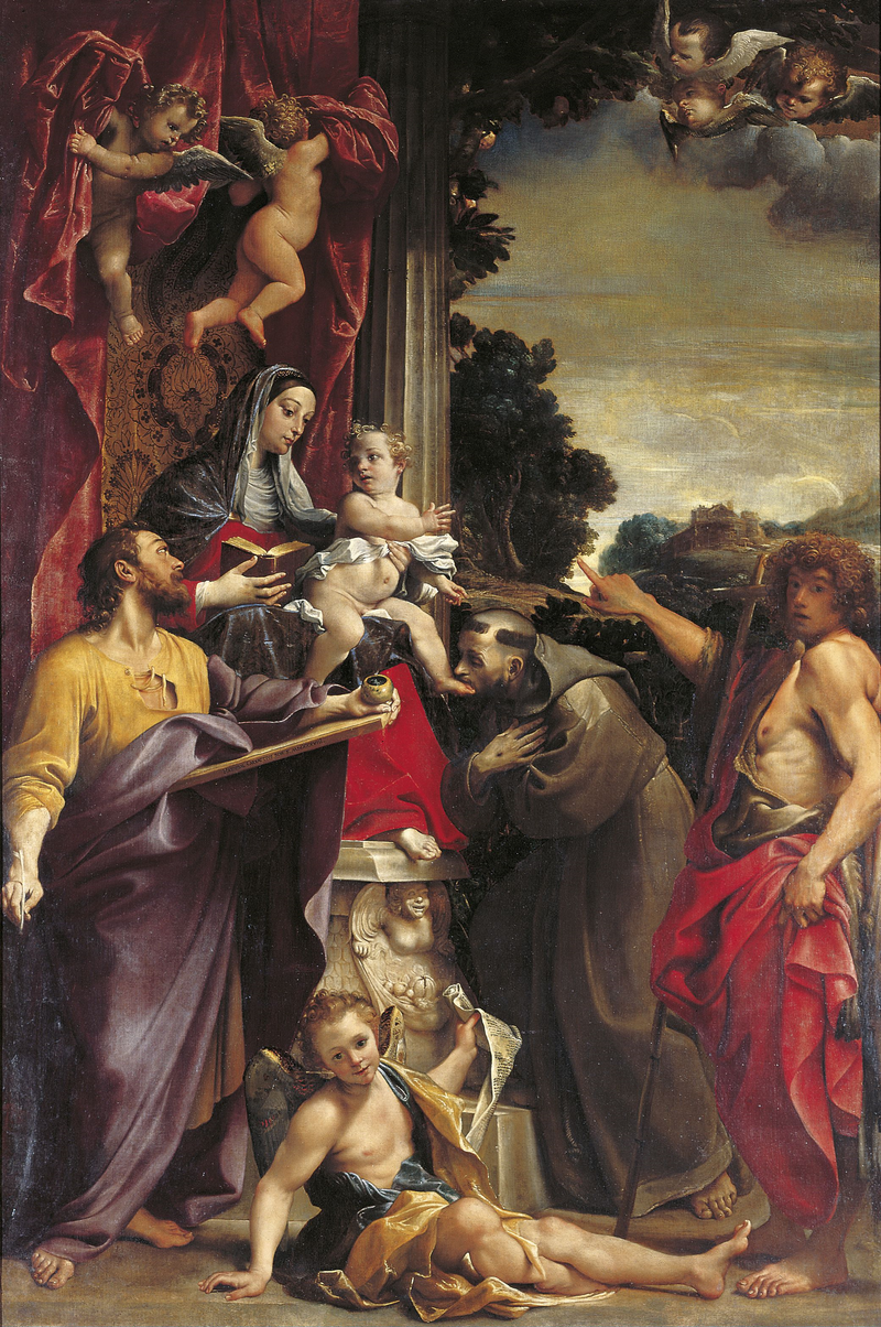 Madonna på tron med helige Matteus - Annibale Carracci