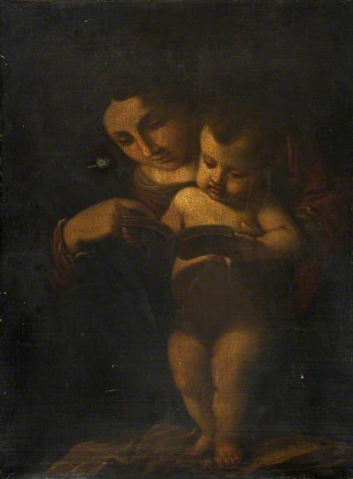 Madonna som lär barnet Jesus att läsa - Guercino