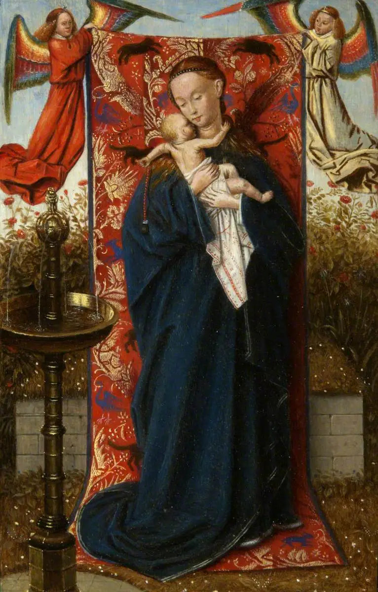 Jungfrun och barnet vid fontänen - Jan van Eyck