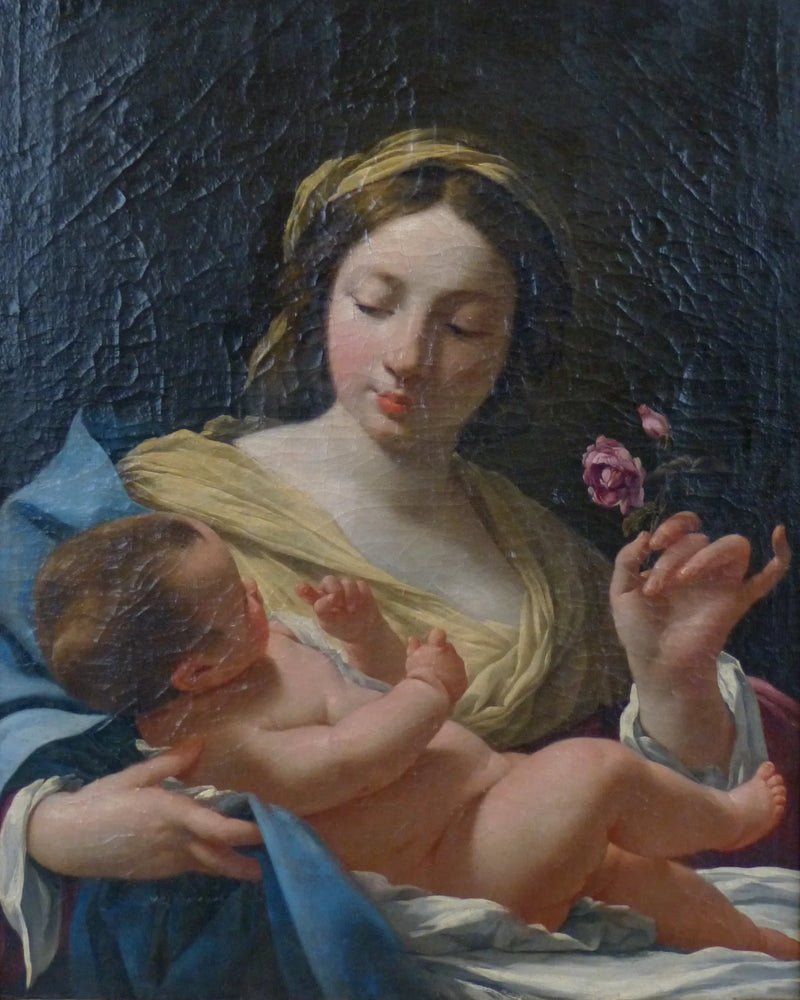 Madonna och barnet med rosen - Simon Vouet