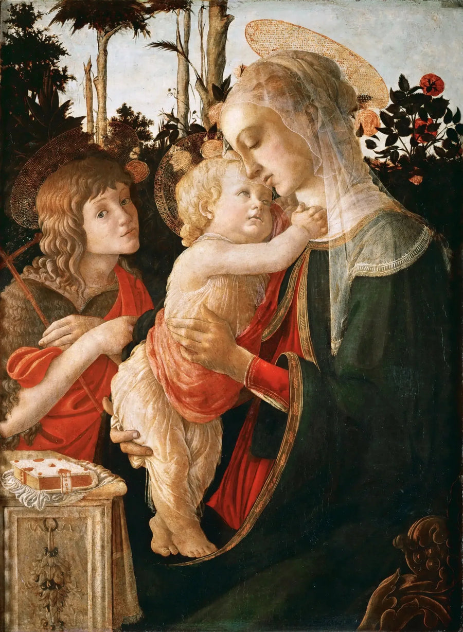 Jungfru och barn med den unge helige Johannes Döparen - Sandro Botticelli