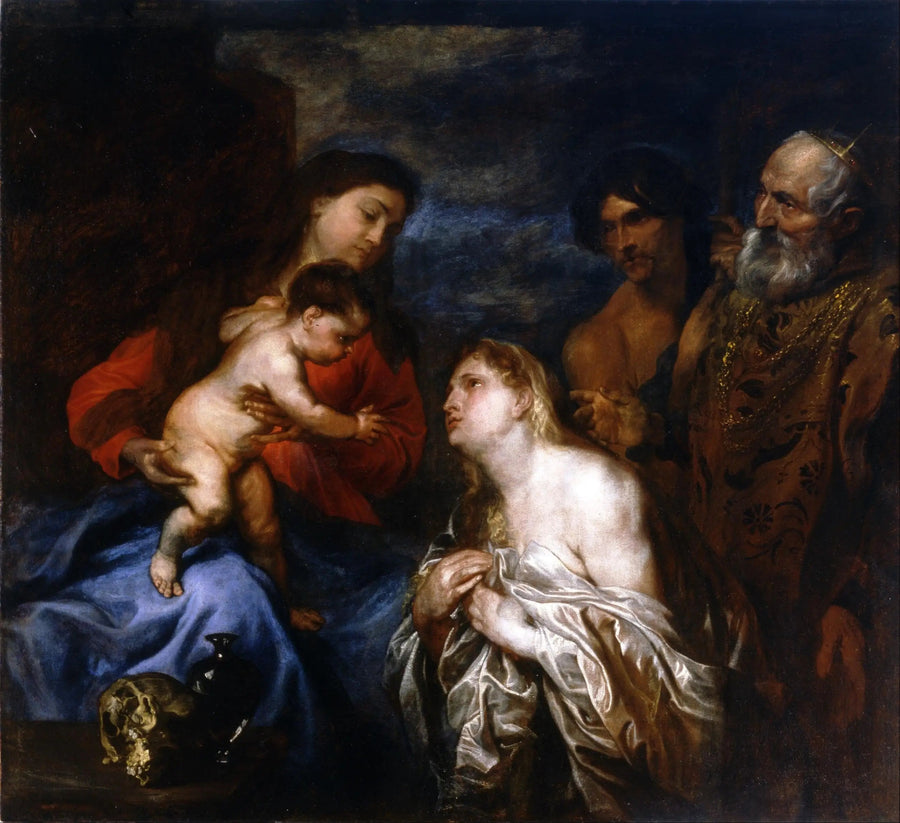 Jungfrun och barnet med de tre ångrade syndarna, Maria Magdalena, kung David och den bortkomne sonen - Antoine van Dyck