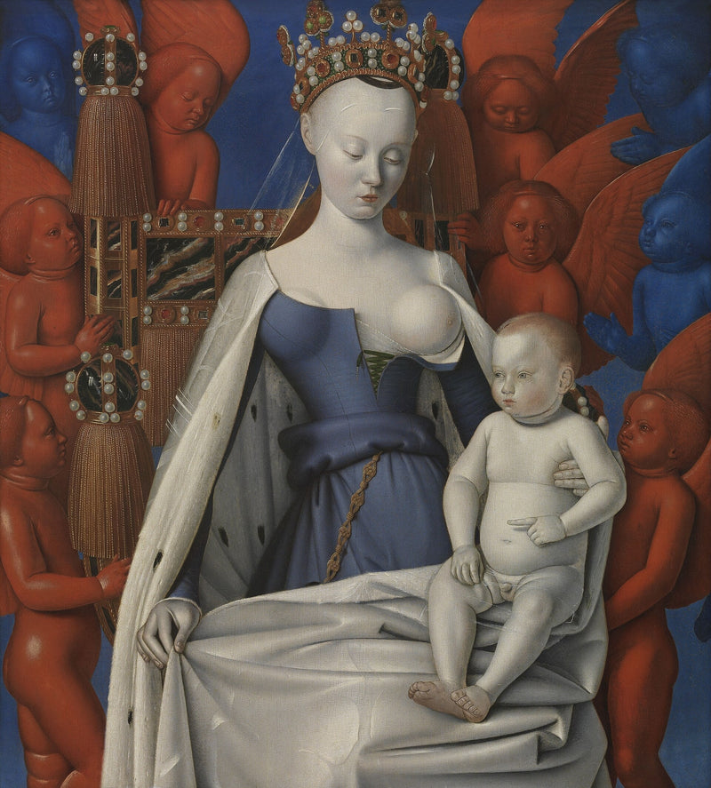Jungfru och barn omgiven av änglar - Jean Fouquet
